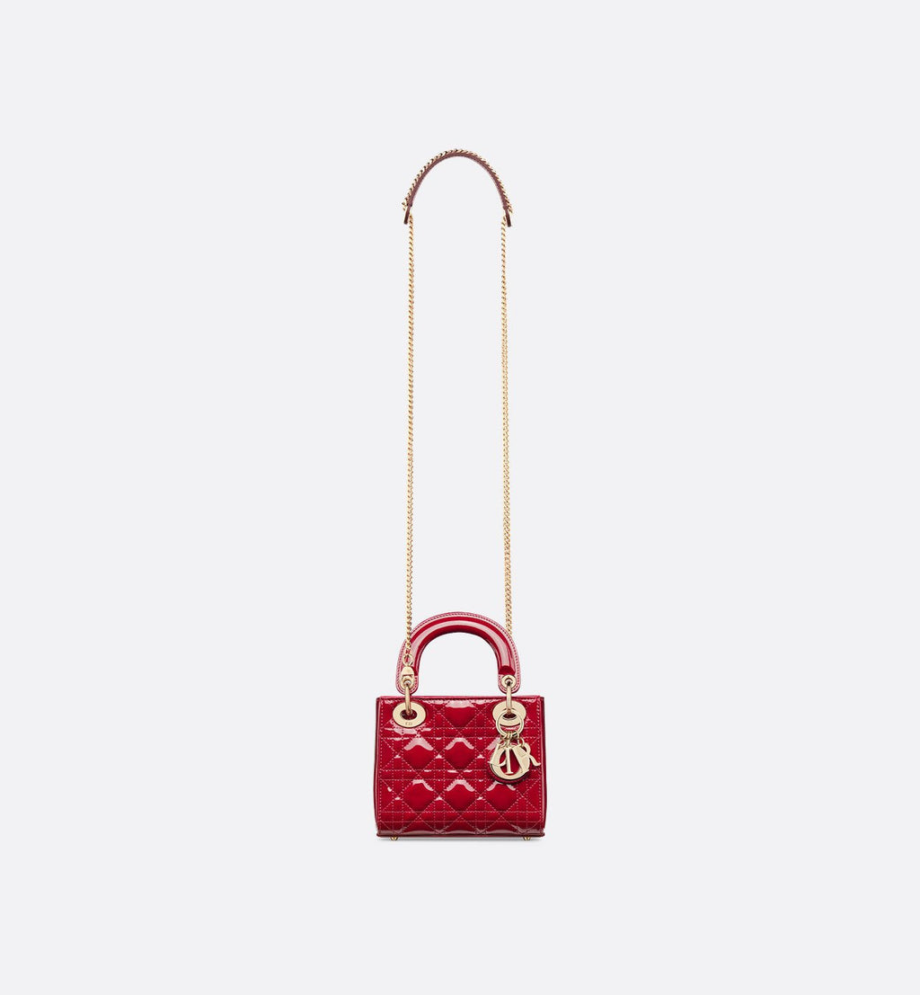 Sac Lady Dior Mini verni rouge cerise