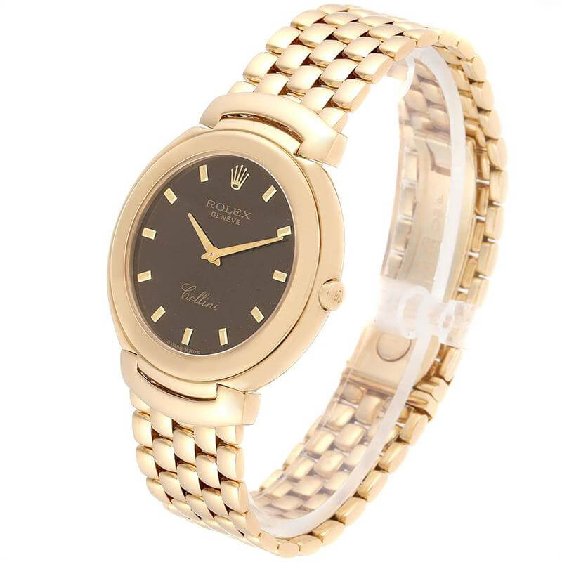 Rolex Brown 18K Yellow Gold Cellini